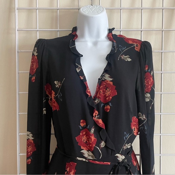 Reformation Dark Floral Wrap Dress - Picture 2 of 9